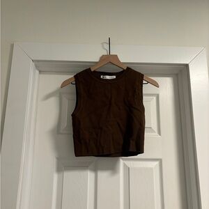 Zara Chocolate Brown Ribbed Sleeveless Tank